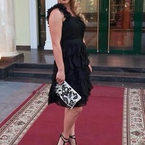 White House Black Market One Shoulder Black Dress